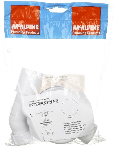 Сифон для поддона McAlpine d90мм, высота 57мм, крышка пласт хром 113мм, випуск 40/50