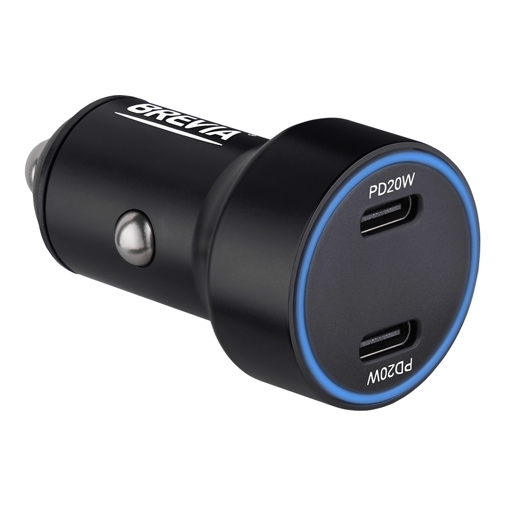 Автомобільний зарядний пристрій Brevia ePower DualCharge Display 40W 2xUSB-C