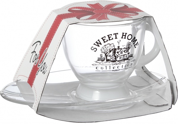 Чашка с блюдцем Sweet Home 230 мл белая Glasmark