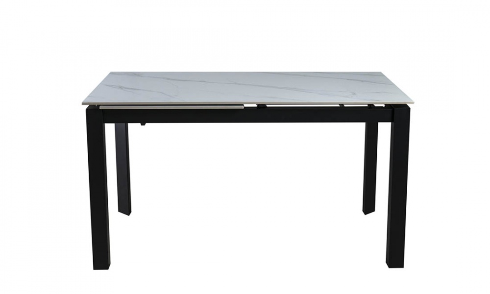 Стол обеденный Ларс 1200(1700)x800x750мм белый матовый/черный