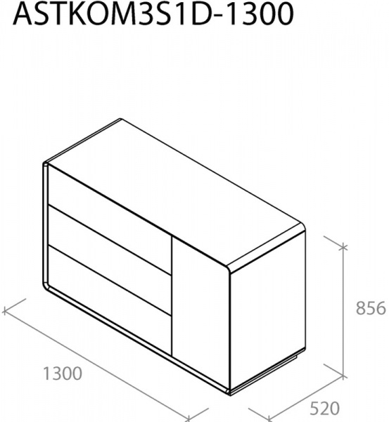 Комод Aqua Rodos Astrid ASTKom3S1D-1300 белый матовый/орех гикори 