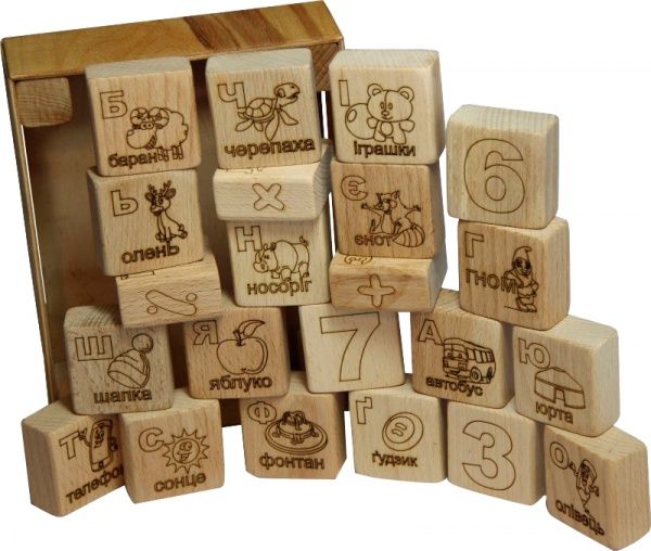 Конструктор деревянный ArinWOOD кубики Азбука