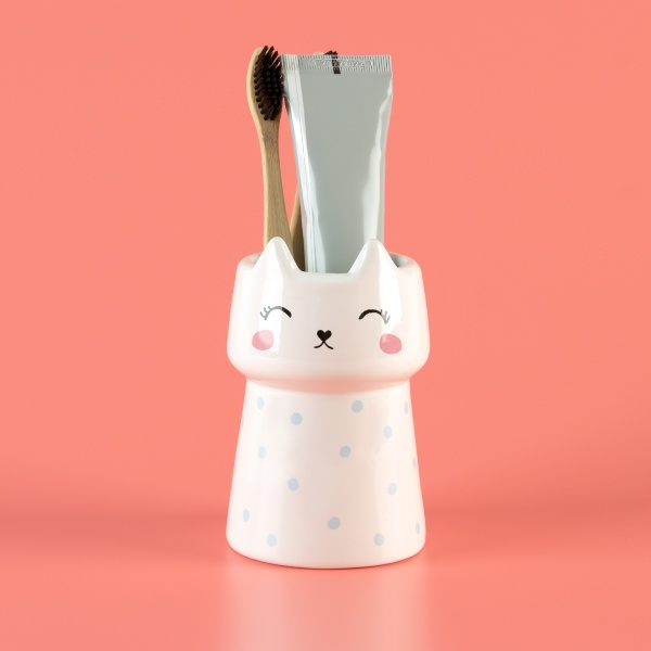 Подставка для зубных щеток Cute Cat BA-21 White