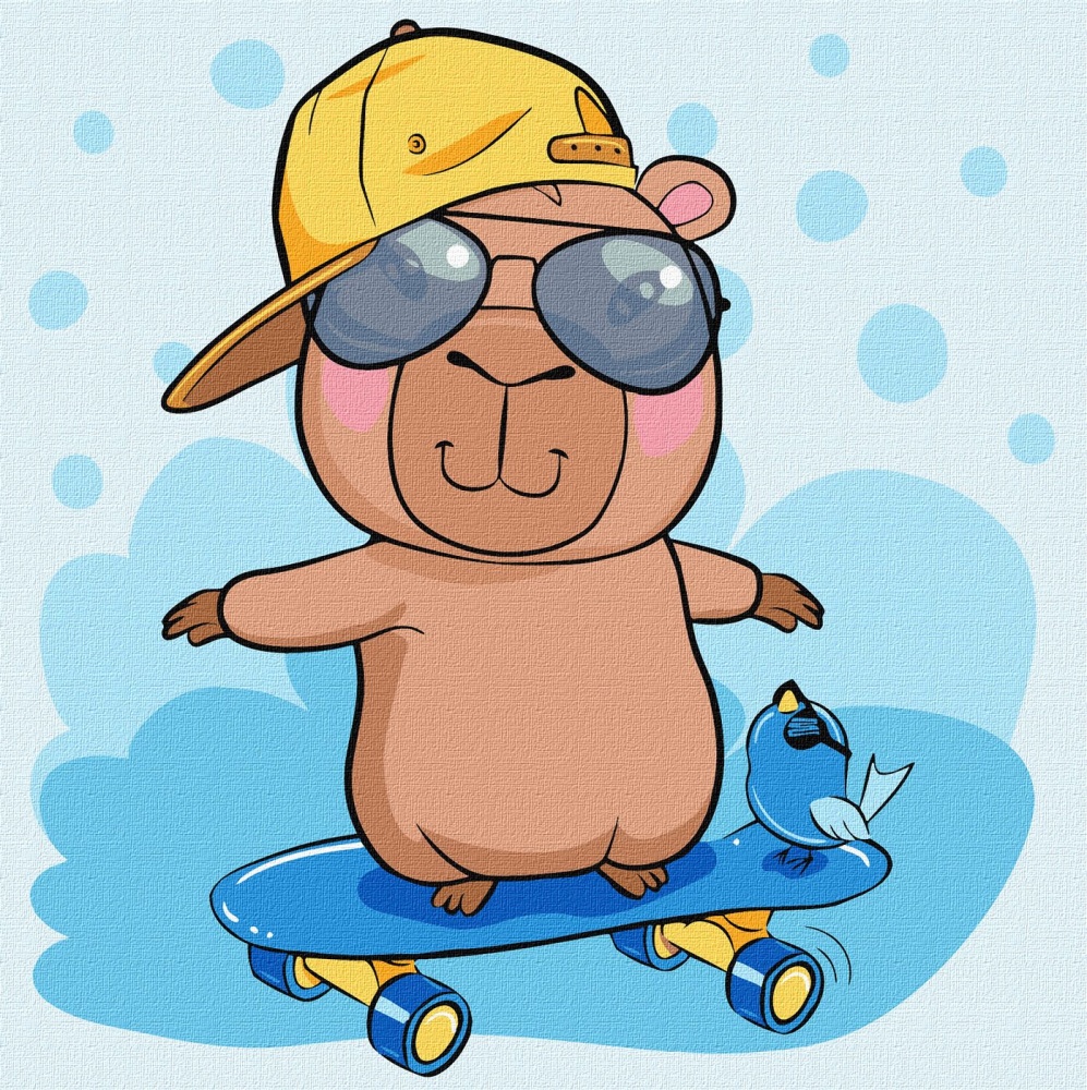 Картина за номерами Капібара на скейті 30х30 см Ideyka