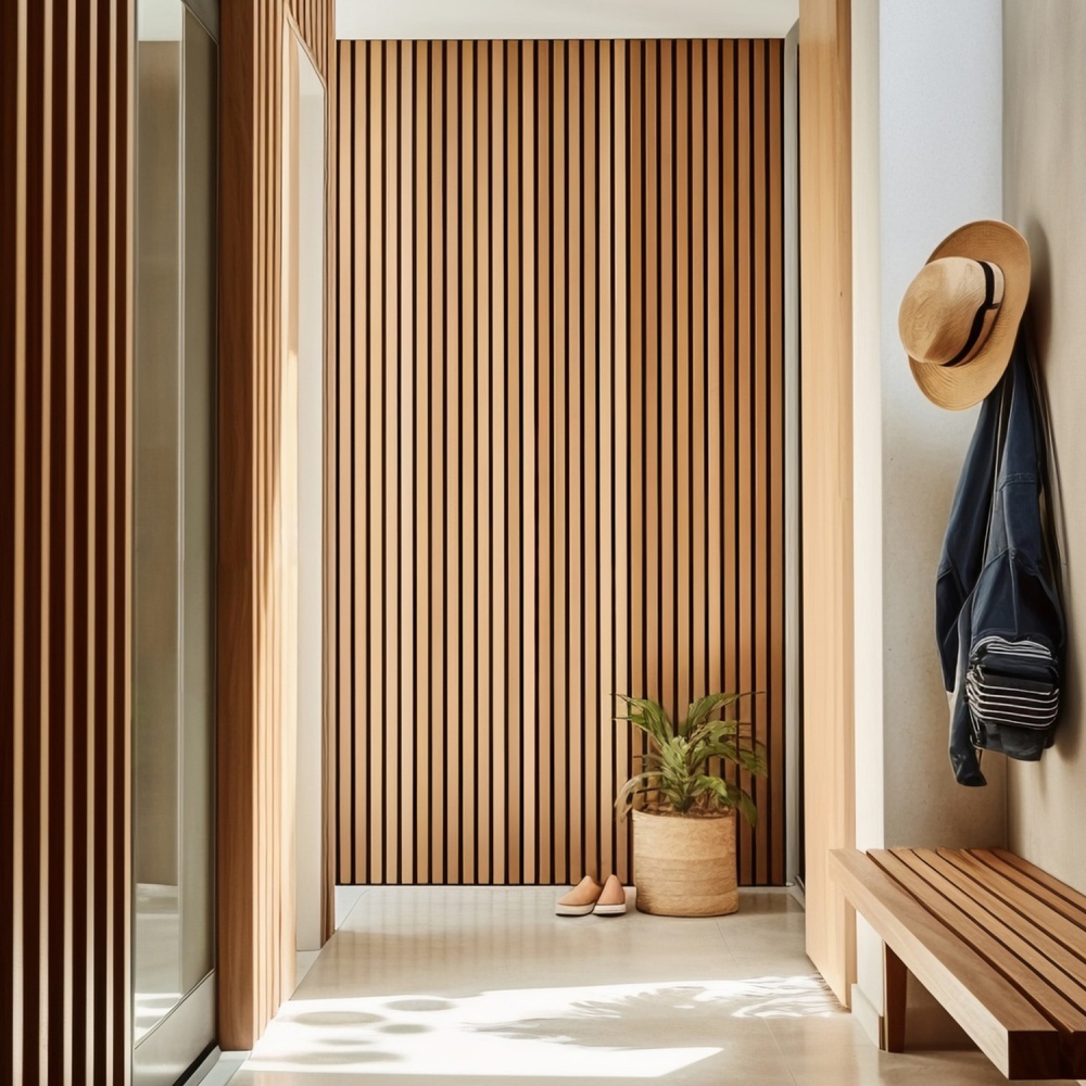 Рейкова панель акустична ПлиТТоргСервіс 17х300х2750 мм ясень 0,825 м.кв.