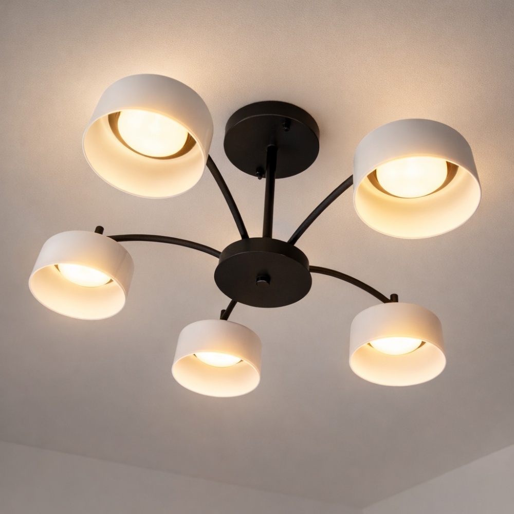 Люстра потолочная LIGHT SET DUSHA MS241 5x12 Вт GX53 черный/молочный