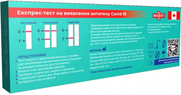 Экспресс-тест Bestest для диагностики антигена коронавируса COVID-19 1 шт./уп.