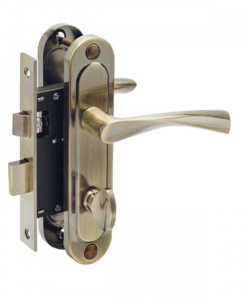 Замок врізний з ручками WC Paladii Corona 61.5-45-BK AB ПЗ109 61,5 мм бронзовий без петель