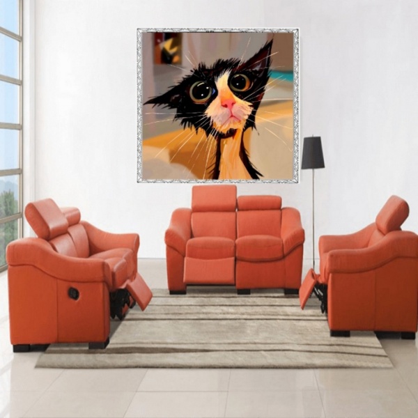 Репродукция Черный кот смешной 35x35 см Арт Фемелі 