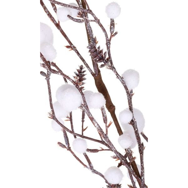 Декорация новогодняя Гирлянда с белыми снежками и шишками 140 см EPI-15A7378
