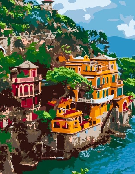 Набір, техніка акриловий живопис за номерами Італійська Рив'єра 35х45 см Rosa Start 