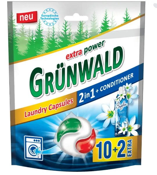 Капсулы для машинной стирки Grunwald 2 в 1 с кондиционером 12 шт.