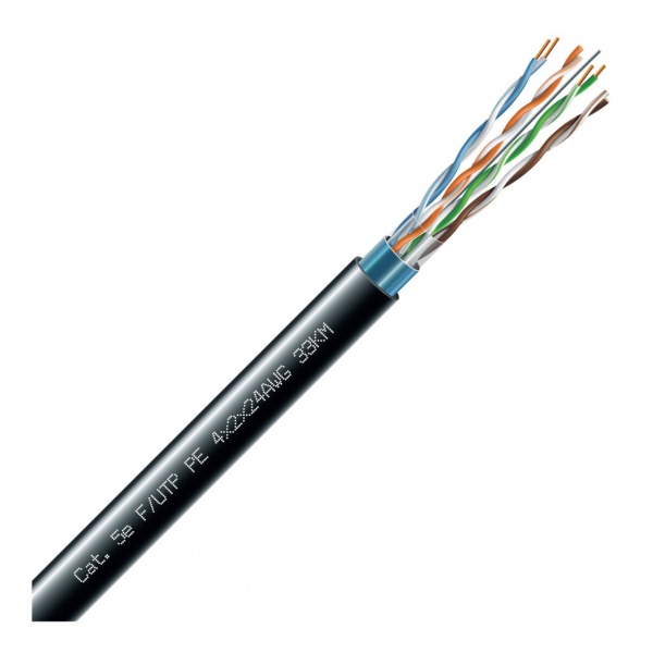 Кабель FTP багатожильний ЗЗКМ Cat 5e AWG чорний 4x2х0,51 мідь 