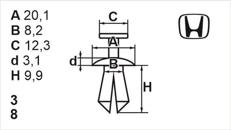 Клипса с резьбовым штырьком универсальная Romix (B17379)