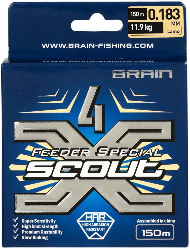 Шнур Brain Scout 4X 150 м 0,08 мм 4,4 кг (1858.54.79)