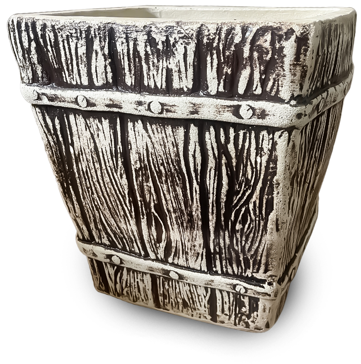 Горщик посадковий шамот Савва квадратний античний коричневий із білим 30 л Наша Кераміка