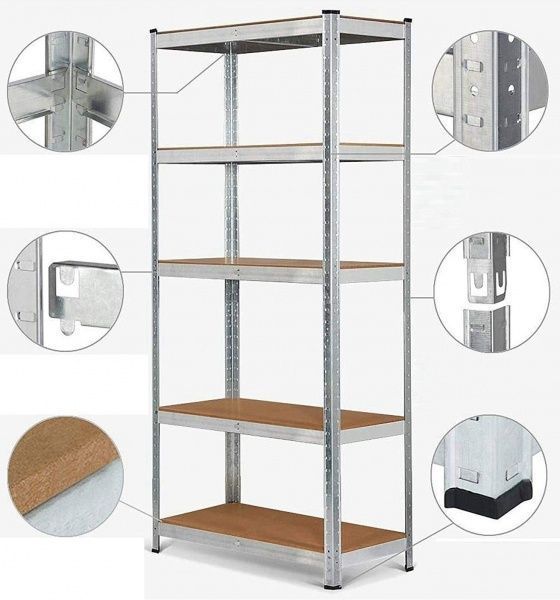 Стеллаж металлический Меткас 1800x900x450 мм оцинкованный (В200/1) 