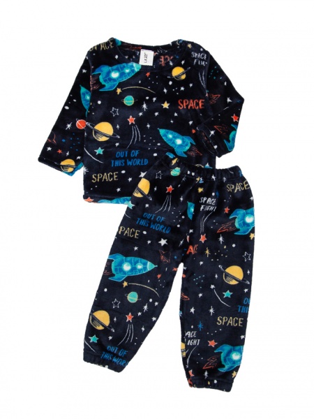 Пижама для мальчиков Luna Kids Космос вельсофт р.98–104 черный 