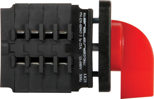 Перемикач пакетний E.NEXT LK25/3.323-ZP/45 щитовий з передньою панеллю 3p 1-0-2 25А 8431-200