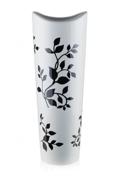 Ваза біла з чорним листям 2104 Eterna