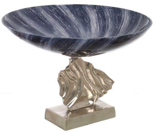 Фруктовница PANACHE Pacifica 28 см темно-синий с белым/никель 