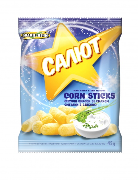 Палочки кукурузные Золоте зерно фигурные изделия со сметаной Салют 45 г