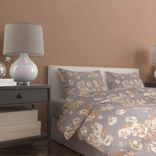 Комплект постільної білизни Помпонелла євро бежевий із сірим Rigel 