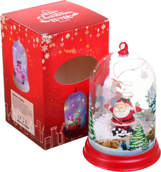 Сувенір новорічний з підсвіткою сніговик в колбі ZH-5017 світлодіодна (LED) 14,5 см 