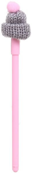 Ручка гелевая Шапка с розовым помпоном 