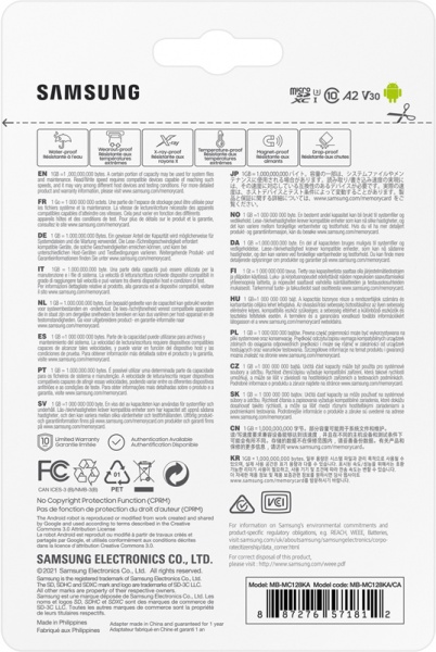 Карта пам'яті Samsung microSDXC 128 ГБ Class 10 (MB-MC128KA/RU) EVO Plus UHS-I + SD адаптер 