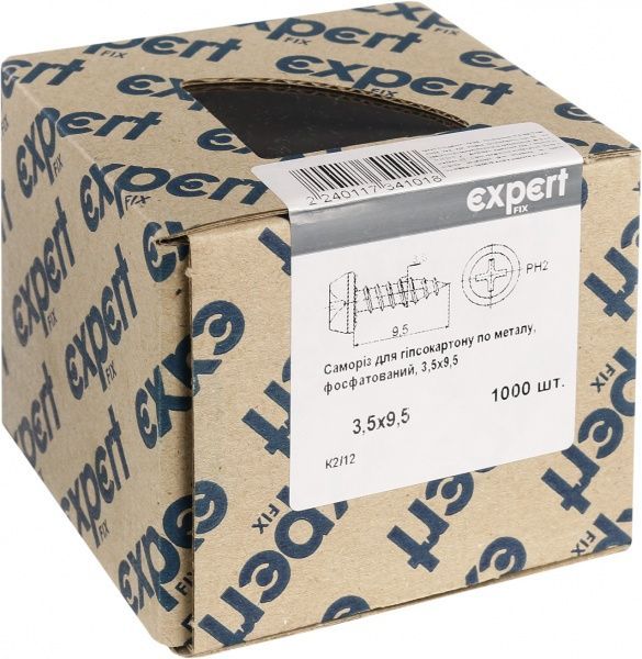 Саморез по металлу для гипсокартона 3,5x9,5 мм 1000 шт фосфат Expert Fix