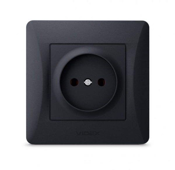 Розетка без заземлення Videx Binera IP20 чорний графіт VF-BNSK1-BG