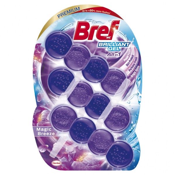 Туалетный блок Bref Brilliant гель Волшебный бриз 3x50 