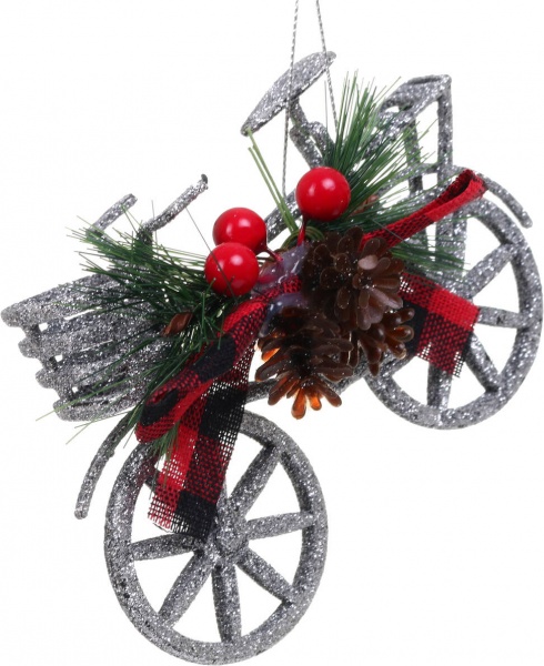 Декоративная подвеска Велосипед с декором 11x9x3 см серебро LD21034S