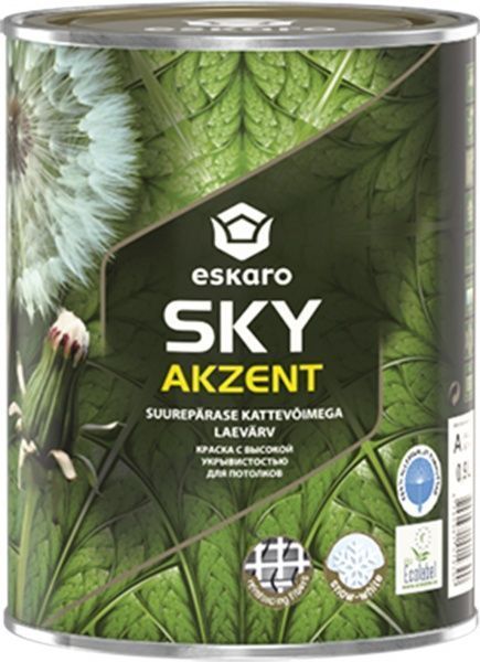 Фарба акрилова Eskaro Akzent Sky мат білий 0.9л