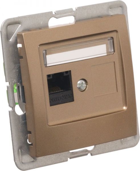 Розетка комп’ютерна Ospel Impresja kat. 5e Krone золотий