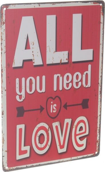 Табличка жестяная печатная All love 30x20 см разноцветный 