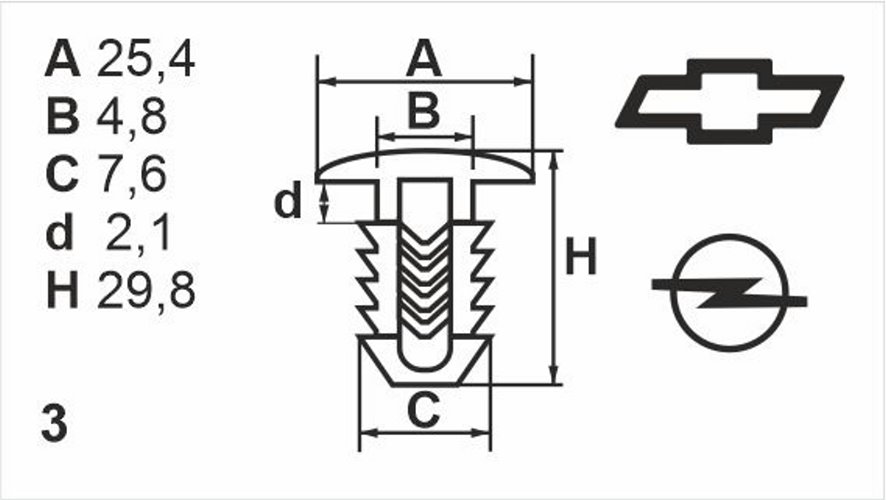 Клипса нажимная наружная (обшивка) Romix (B22643)