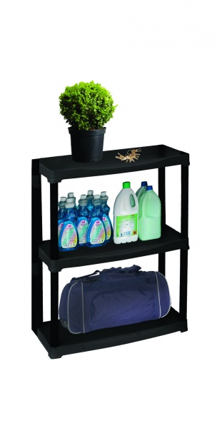 Стеллаж Artplast черный 900x600x300 мм пластик полка 3 шт. без покрытия 
