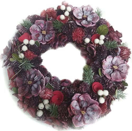 Вінок новорічний з шишками і сухоцвітами 70960113 d330 мм 