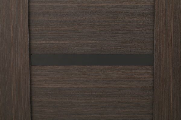 Дверное полотно ОМиС Лагуна с черным стеклом ПГО 600 мм венге