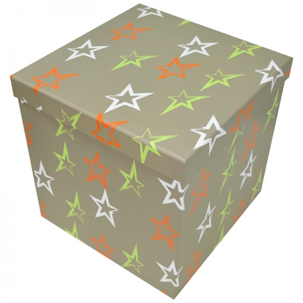 Коробка подарочная серая звезды 20.5х20.5 см 4110222107