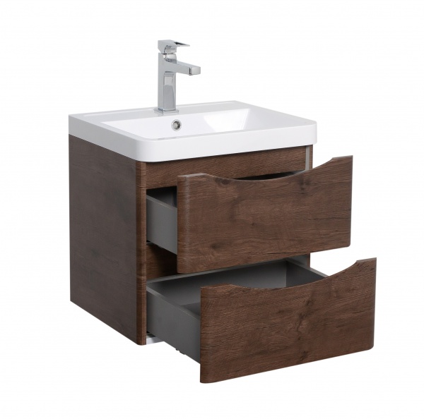 Тумба підвісна Aqua Rodos Vista 50 каштан з умивальником