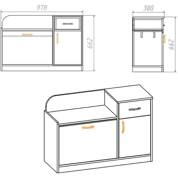 Тумба для взуття Компаніт ТО-4 380x978x662 мм німфея альба 