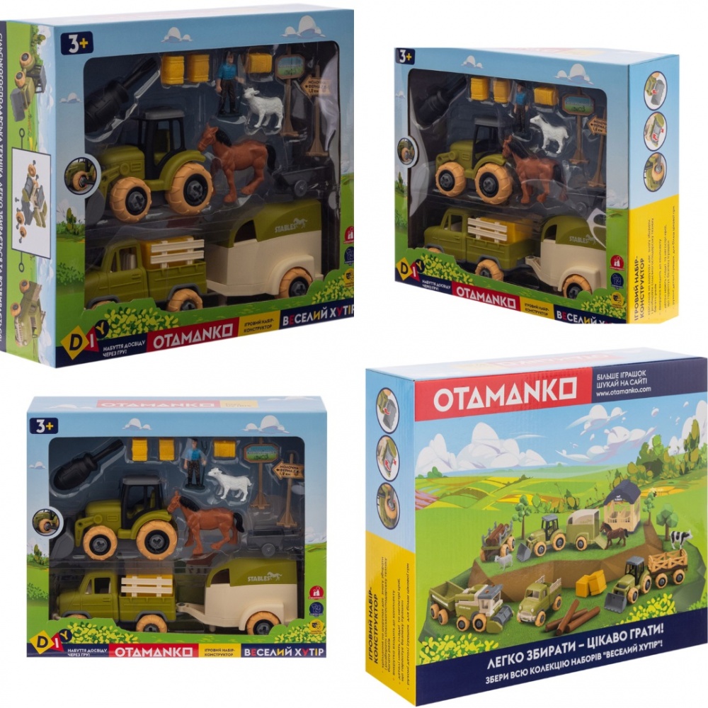 Ігровий набір OTAMANKO Веселий хутір (трактор, вантажівка, причіп, фермер, кінь, вівця) 532.01.63