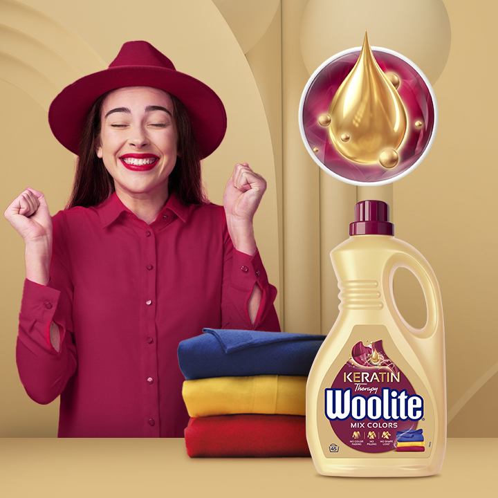 Гель для машинной и ручной стирки Woolite для цветных тканей с кератином 2,7 л