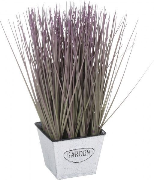 Растение искусственное в горшке Мискантус 28 см сиренево-зеленый