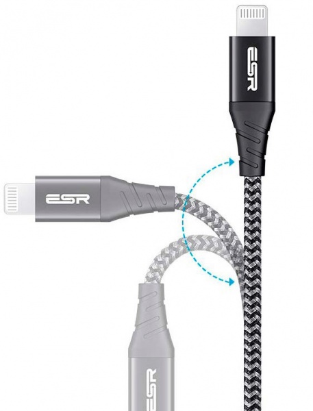 Кабель ESR USB-C to Lightning PD MFI 1 м чорний (9727-1) 