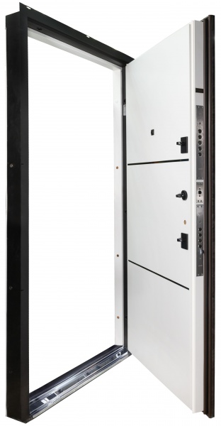 Дверь входная Булат Термо FORTEZZA (Квадро) 536 mamba morion / белый супермат 2050x950 мм правая