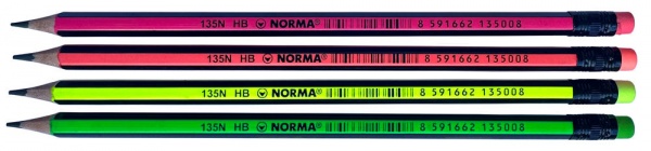 Карандаш графитный с ластиком 135N в ассортименте NORMA